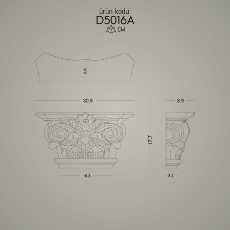 Poliüretan Pilaster Sütun Başlık D5016A: İç ve Dış Cephe Pilaster Sütunlar Fiyatları, Dekorasyon Modelleri ve Üretici Bilgileri