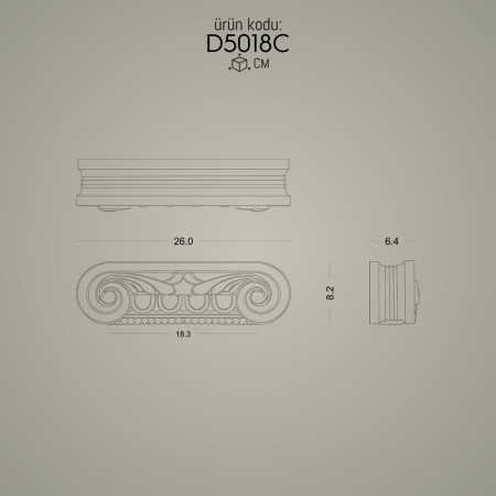 Poliüretan Pilaster Sütun İyon Başlık D5018C: İç ve Dış Cephe İçin Dekoratif Sütun ve Başlık Modelleri, Tasarım ve Üretici Detayları