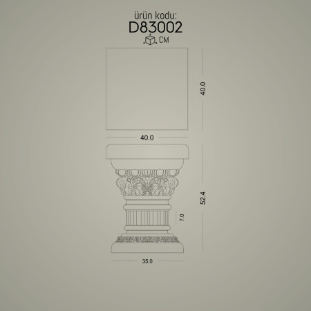 Poliüretan Sehpa Sütun D83002: Dor İyon ve Korint Sütunlar ile Başlıkları - Dekoratif Modelleri ve Tasarım Örnekleri