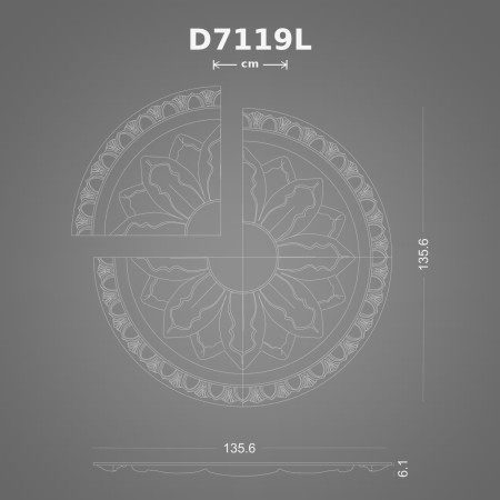 P7119L Poliüretan Göbek Modelleri Poliüretan Klasik Motifli Büyük Tavan Göbeği