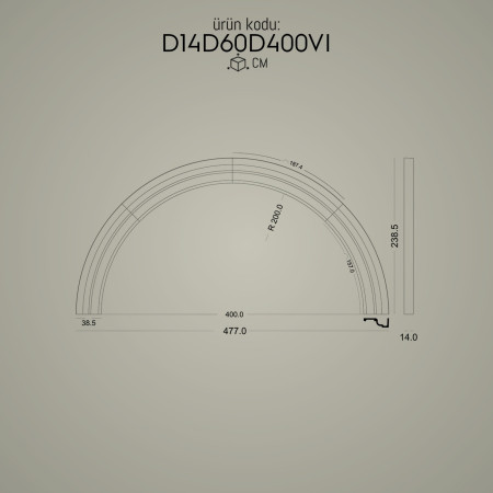 D14D60D400VI Poliüretan Prekast Cephe Kaplama Dekoratif poliüretan pencere kenarı Kemer Kavis Yuvarlak Arc Söve imalatı