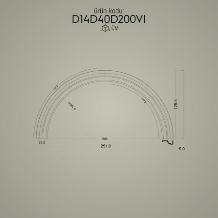 D14D40D200VI Poliüretan Prekast Cephe Kaplama Dekoratif pencere kenarı Kemer Kavis Yuvarlak Arc Söve imalatı