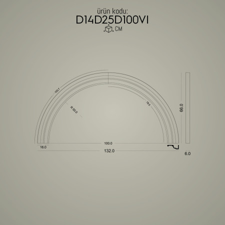 D14D25D100VI Poliüretan Dekorasyon Duvar Dış Cephe Dekoratif Desenli poliüretan Kemer Kavis Yuvarlak Arc Söve Fiyatları