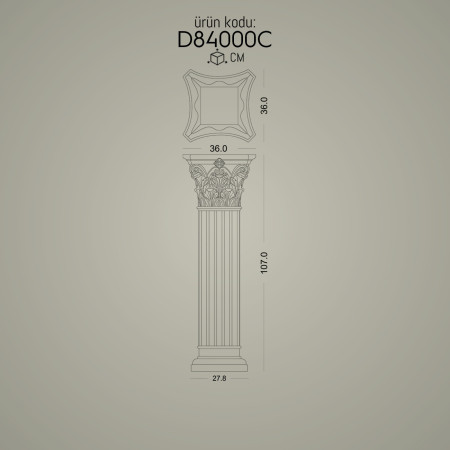 D84000C Villa ve giriş kapısı Kısa Roman Sütun Sehpa başlığı modelleri Dekoratif Sütunlar