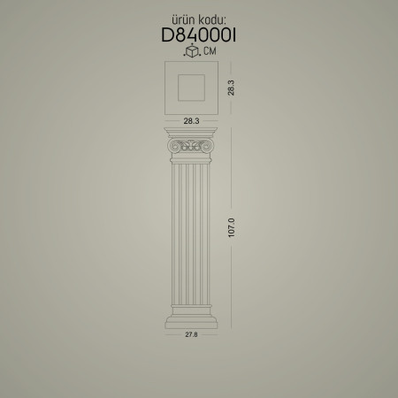 D84000I Poliüretan sert köpük Kısa Roman Sütun Sehpalar ahşap muadili Kısa Roman Sütun Sehpalar