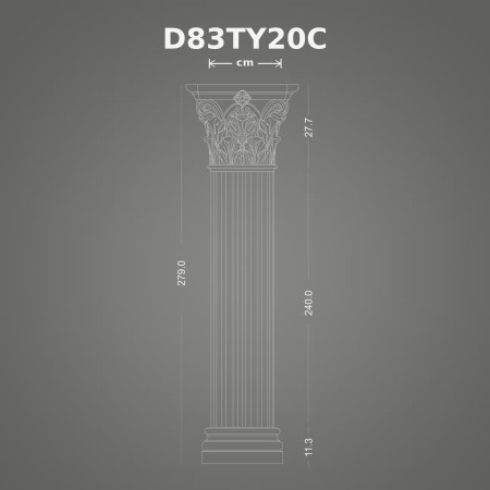 Poliüretan Pürüzsüz Dairesel Tam Sütun 36x279 cm