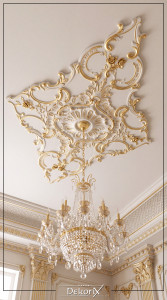 P7174 Poliüretan Göbek Modelleri Büyük Boy Oval Desenli Poliüretan Tavan Göbeği