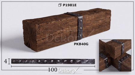 PKB40G Poliüretan Kiriş Bandı Modelleri Siyah Gümüş Eskitme Kauçuk Kiriş Bandı 4 cm Perçinli