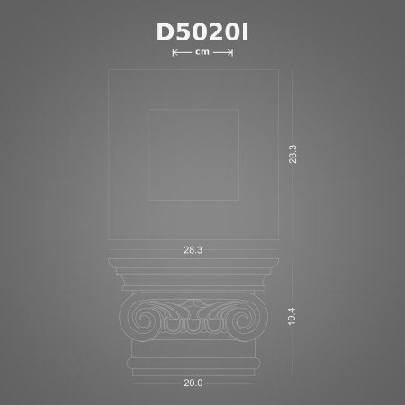 28x28x19 cm Pilaster Sütun İyon Başlık Poliüretan dekorasyon ürünü