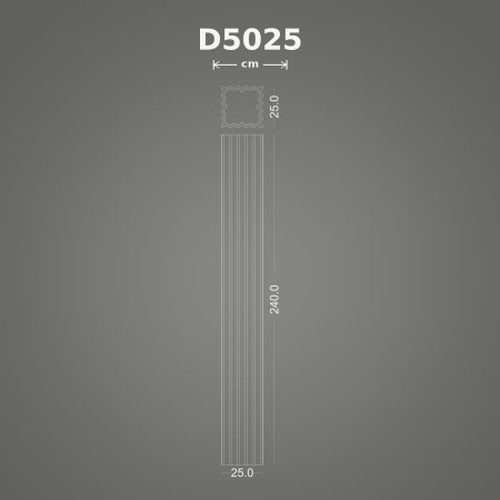 Poliüretan dekorasyon ürünü Yivli Pilaster Sütun 25x25x240 cm