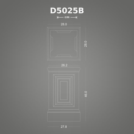 28x28x46 cm Poliüretan Dekorasyon Ürünü Pilaster Sütun Alt Kaidesi