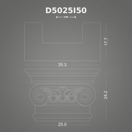 Pilaster Sütun İyon Başlık 18x35x24 cm Poliüretan dekorasyon ürünü