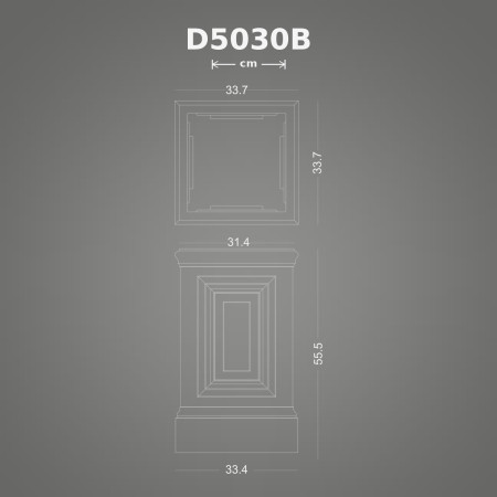 34x34x56 cm Poliüretan dekorasyon ürünü Pilaster Sütun Alt Kaide