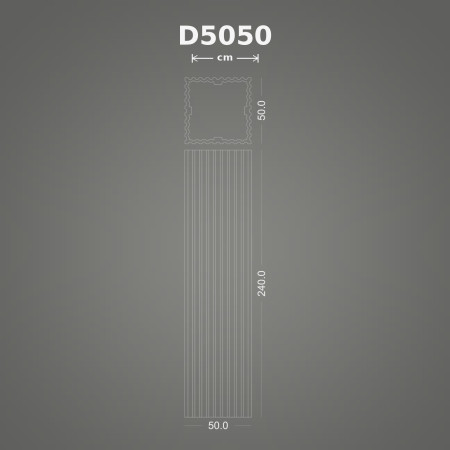 Yivli 50x50x240 cm Pilaster Sütun Poliüretan dekorasyon ürünü