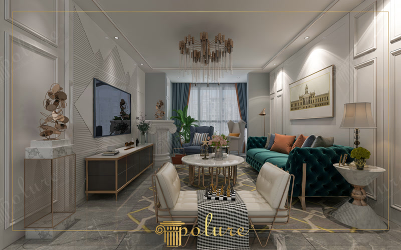 Poliüretan P36060 geometrik duvar paneli ve salon TV arkası çıta kaplama modelleri ile modern iç mekan tasarımı.