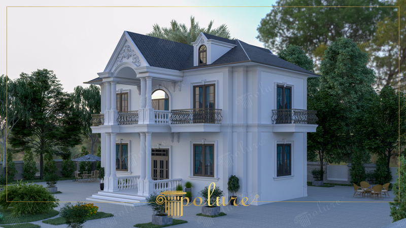 Klasik Avrupa Tarzı Villa Tasarımı  Sık Sütunlu Cephe ve Lüks Dıs Mekan Dekorasyonu