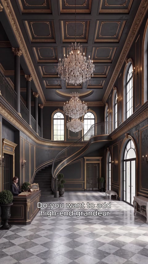 Otel lobisinde tavan panelleri, kartonpiyerler ve görkemli merdiven düzeni