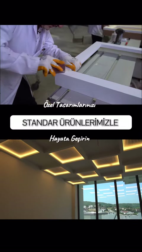 Eldivenli usta dikdörtgen çerçeveyi çalışma tezgâhında hizalıyor