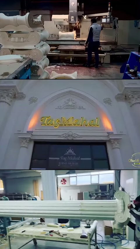 Usta çalışma alanı, bezemeli cephe ve yatay dekor profilleri gösteriliyor.