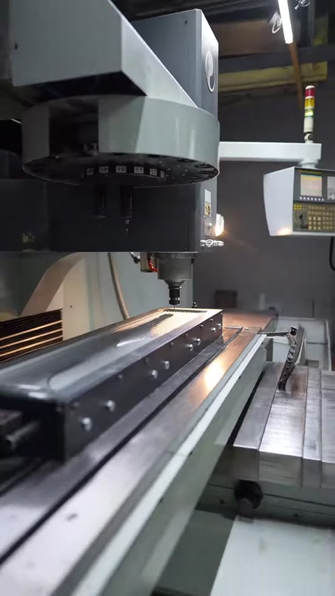 Uzun panel kalıbı CNC tezgâhının çalışma tablasında işleniyor