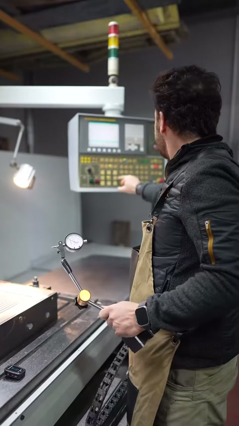 Üretim çalışanı makine ekranından işleme adımlarını takip ediyor