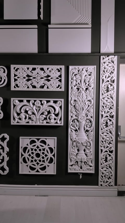 Farklı desenlerde oyma görünümlü dekoratif panel koleksiyonu