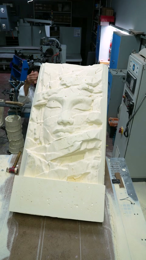 Atölye tezgâhındaki uzun kabartmalı dekoratif panel modeli