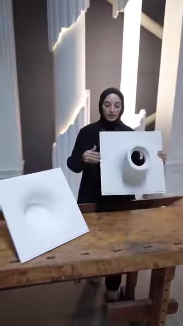 Dış bükey armatürün merkezindeki spot aydınlatma boşluğu gösteriliyor