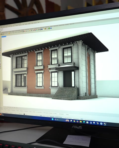 Tamamlanan villa 3D katı modeli ekranda sunuluyor