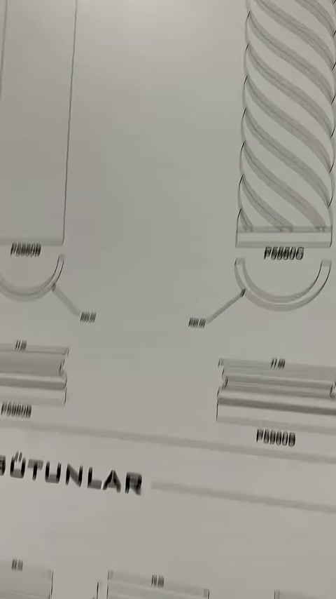 Burmalı sütun gövdesinin çizgisel formu katalog sayfasında yakından görülüyor